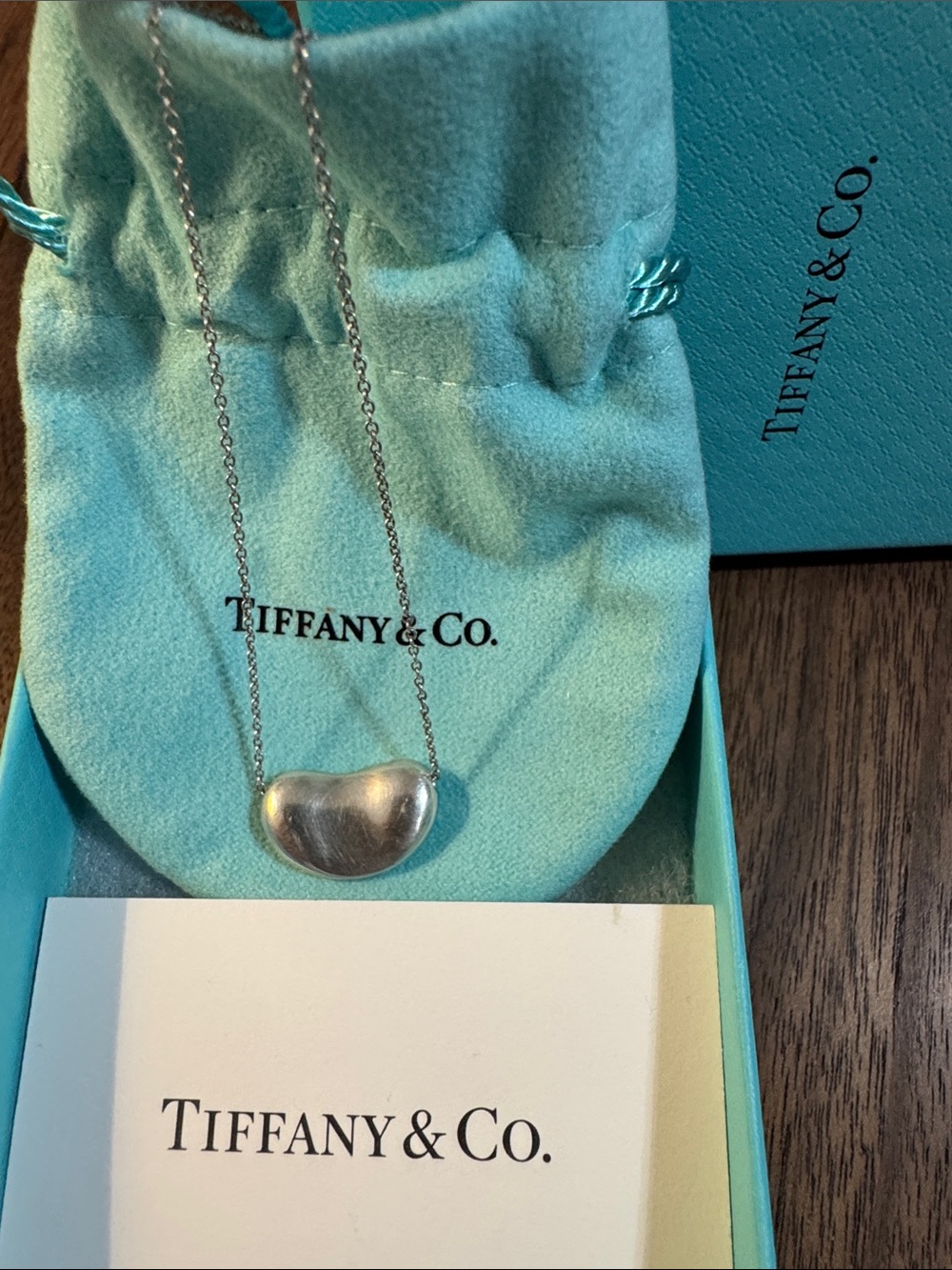 Tiffany & Co. Sterling Silver Bean Pendant Necklace - Silver